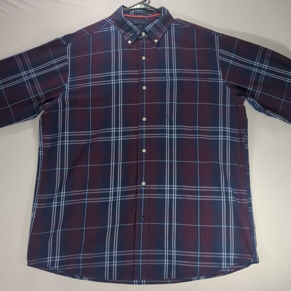 Tommy Hilfiger Men's 17.5 36/37 Long Sleeve Button Up Purple/Blue Dress Shirt - Picture 2 of 9